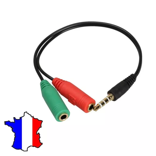 câble Adaptateur audio jack 3.5 mm mâle vers 2 femelle CASQUE MICRO SMARTPHONE