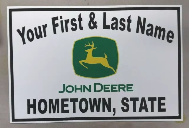 Personalized John Deere Tractor Aluminum Name Sign