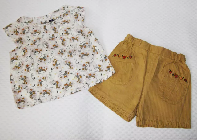 Ensemble  bébé fille marque sergent major taille 6 mois blouse et short neuf