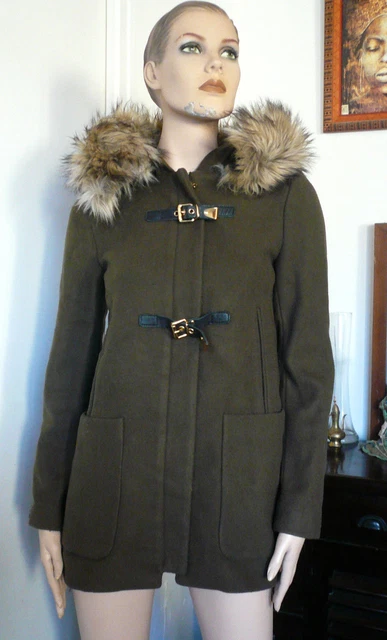 Manteau Duffle Coat Noir à Capuche TEX - Taille 36 (S), Occasion Bon état, Polyester