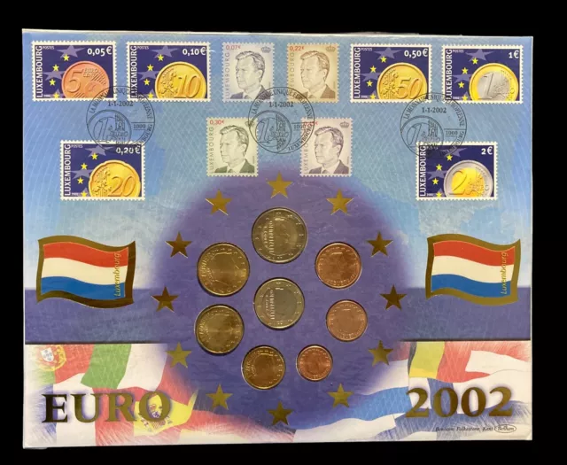 Luxembourgh Stamps Set 2002 Fdc Euro 1999-2001 Coin Cover