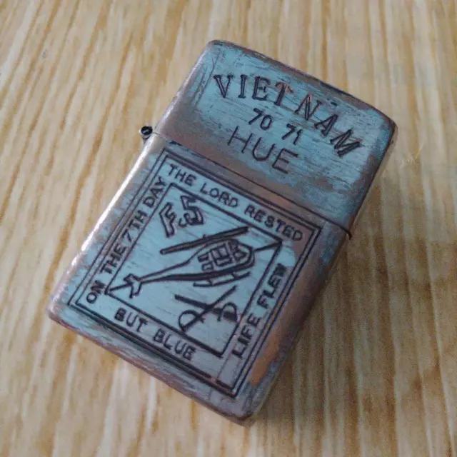 Zippo lighter vintage Vietnam war helicopter design ignition confirmed collector