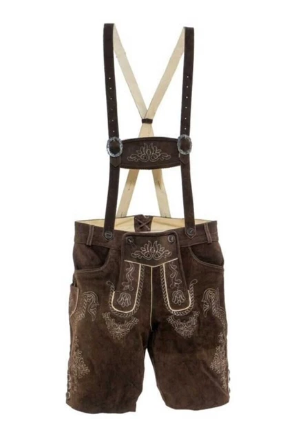Bavarian Trachten Men's Lederhosen Short Dark Brown German Oktoberfest Costume
