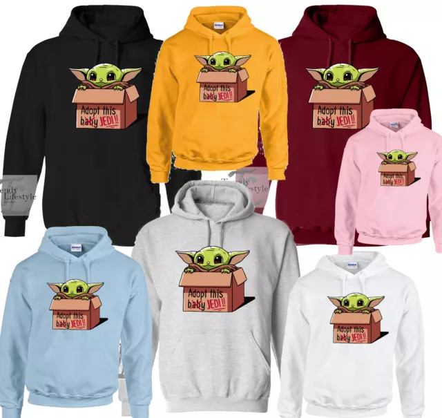 Adopt This Jedi Funny Baby Yoda In Box Star Trendy Hoodie Kids Adult Unisex