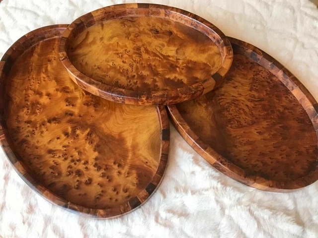 Lot 4 Plateaux Service Ovales Bois Acacia 29x10 Cm – Charcuterie, Fromage, Dessert, Apéro Naturel