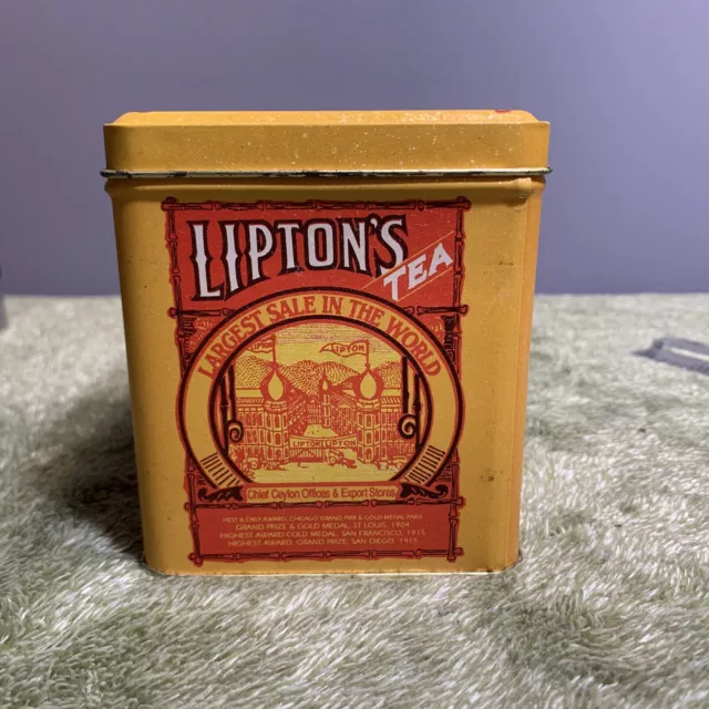 Vintage Lipton Tea Planter Ceylon Empty Tin 3.25 x 4 Bristol Ware