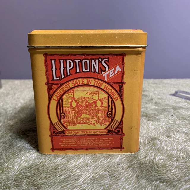 Vintage Lipton Tea Planter Ceylon Empty Tin 3.25 x 4 Bristol Ware