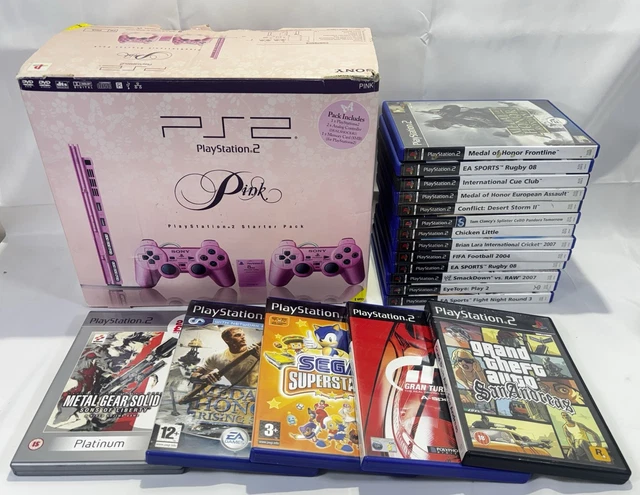 SONY PLAYSTATION 2 Slim Pink Condole (PS2) Boxed Bundle x18 Games 24HR ...
