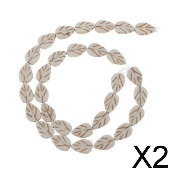 2X 30x Turquoise Leaf Beads Jewelry Making Tree Leaf DIY Crafts Charms Blanc