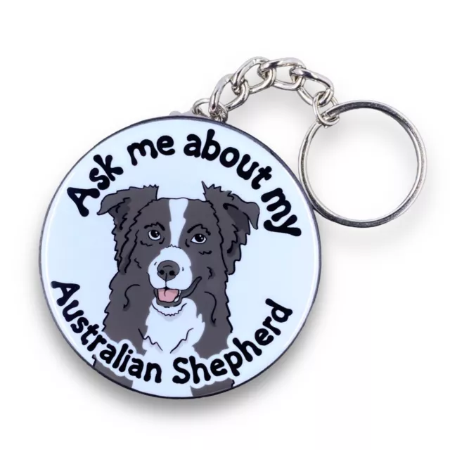 Australian Shepherd Dog Keychain Key Ring Accessories Handmade - Black & White