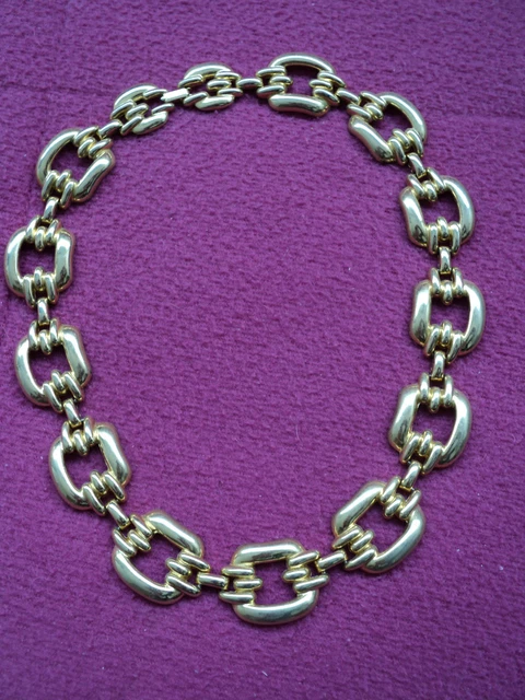 Collier Tour Du Cou Vintage En Métal Doré - Occasion - Bijou Fantaisie Rétro