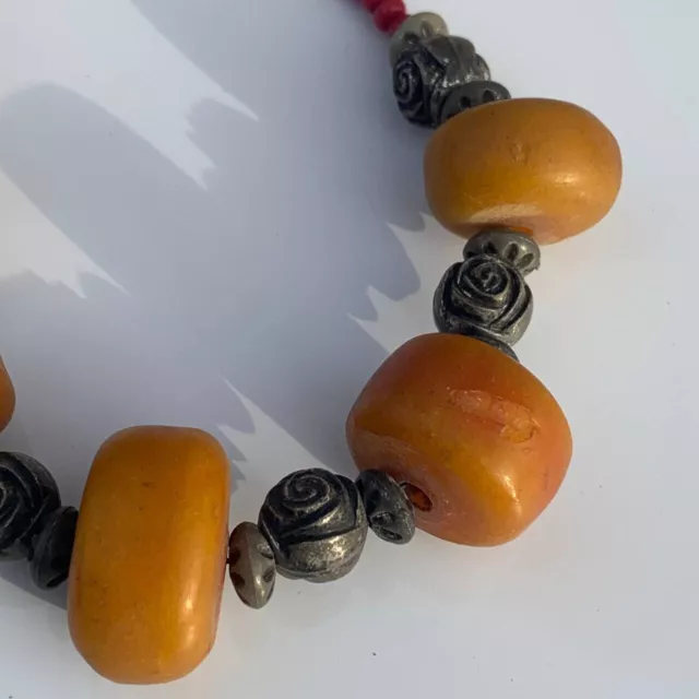 Ancient Sulemani Old Banded Agate Unique Found Necklace With Amulet