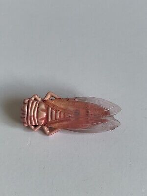 Vintage Celluloid Lucite Pink Cicada Brooch