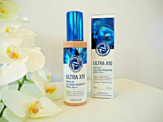 ENOUGH ULTRA X10 Cover Up Kollagen Foundation LSF50 + PA +++ #21 100ML ...