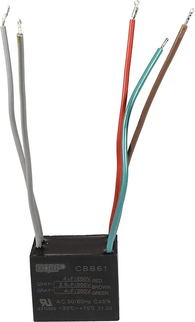 Capacitor Compatible with Harbor Breeze Ceiling Fan 4Uf+2.5Uf+4Uf 5-Wire