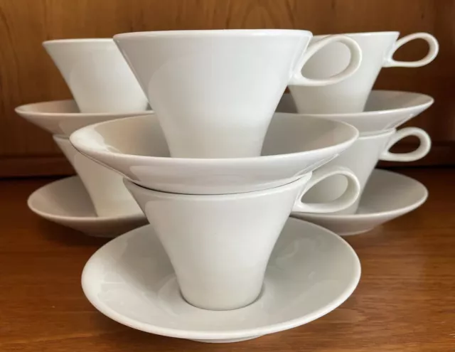 Mid Century Mod Iroquois Impromptu Bridal White Ben Seibel Six Cups and Saucers