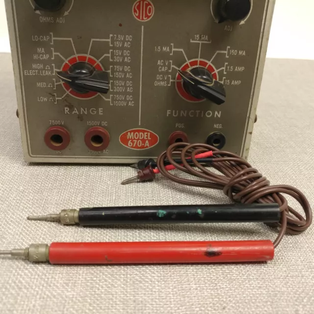 Vintage Superior Instruments Model 670-A Resistance Multimeter Tester & Probes 2