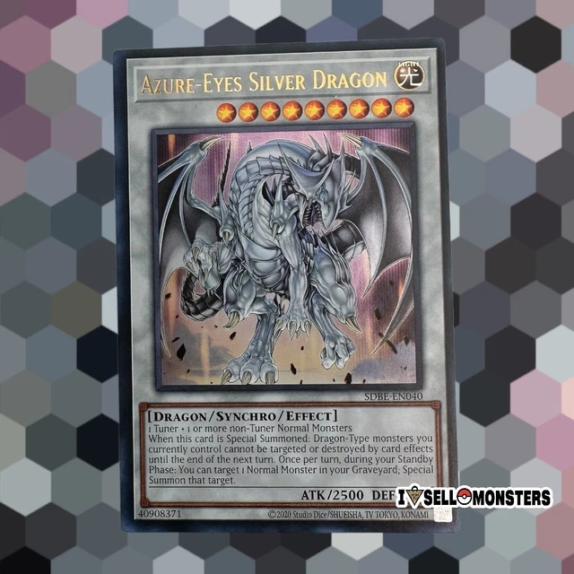 Yugioh! 1x Azure Eyes Silver Dragon UNLM x1 Yu-gi-oh! Saga Blue SDBE-EN040 NM