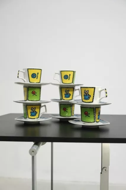 Set of 8 cups and plates by Dorothy Hafner and Kitty Kahane's Flash Love Story