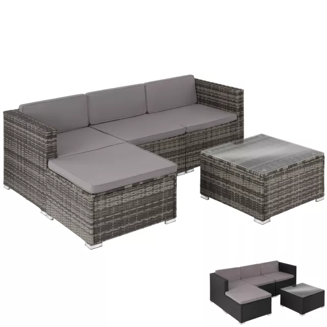 Poly Rattan Sitzgruppe Lounge Gartenmöbel Set Garten Garnitur Sofa Hocker Tisch