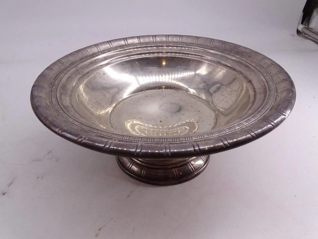 Vintage Sterling Silver Scrap Pedestal Bowl Dish 266.9 grams 9.25" Wide Antique