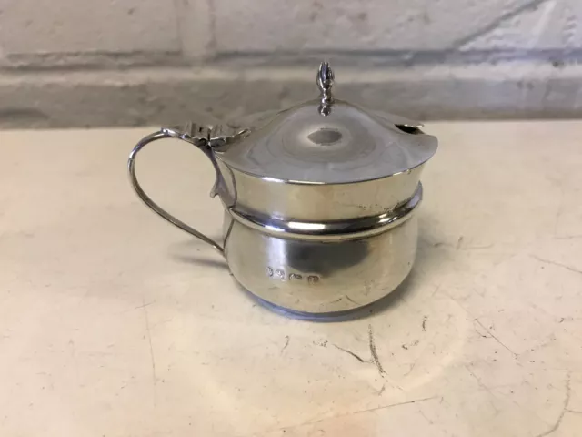 Ancien Anglais Argent Sterling Condiment Moutarde Pot / Pot