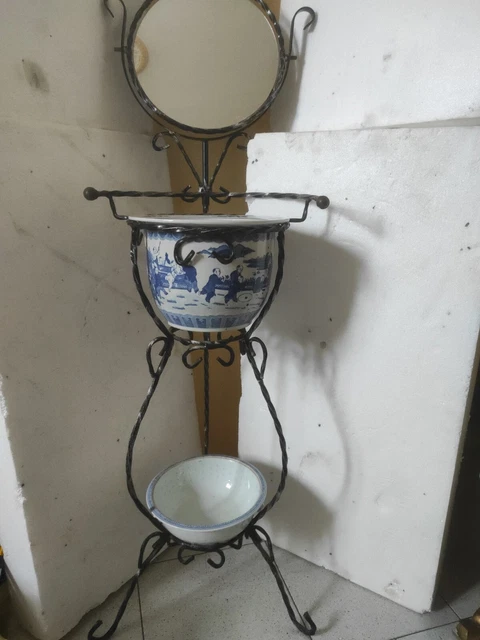 Complementi d'Arredo, Set di 3 pezzi ceramiche da Toilette per portalavabo antico