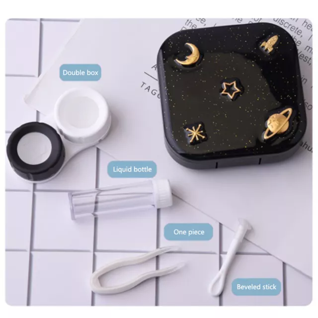 Starry Sky Cute Container Lenses Lens Case Holder Box Portable Travel Kit Set