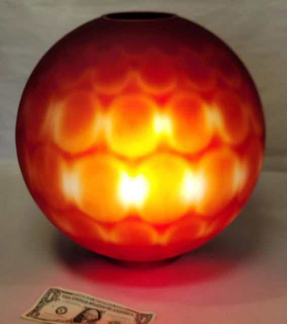 Antique Red-Amber Satin Glass Ball 13.5" Shade GWTW Parlor Oil Lamp 5" fitter