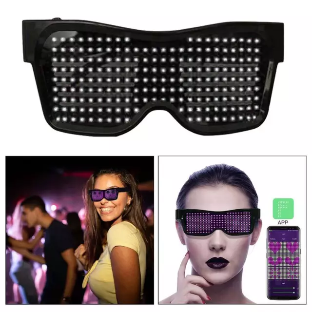 Bluetooth LED Eye Glasses APP Control for Raves Birthday DJ EDM Display Text