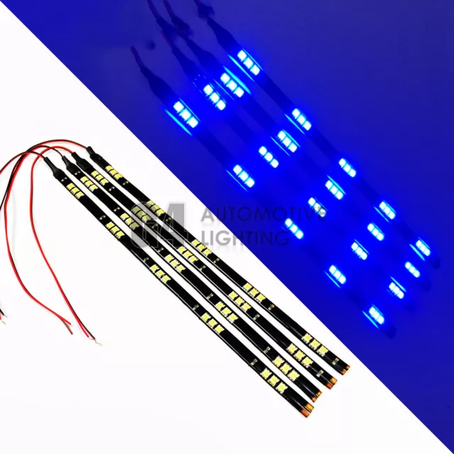 4x Blue 12" LED Strip 15 SMD Car Footwell Under Dash Accent Light Waterproof