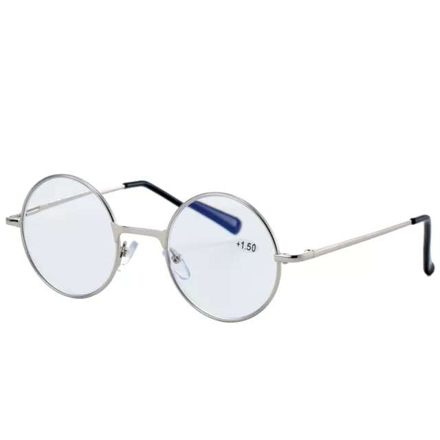 Lesebrille Edelstahl Bügel runde Gläser + 1.5