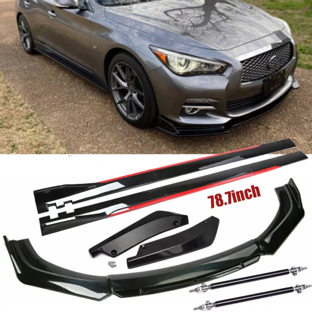 For Infiniti G37 G35 Front Bumper Lip Spoiler Splitter79"Side Skirts Rear Lip