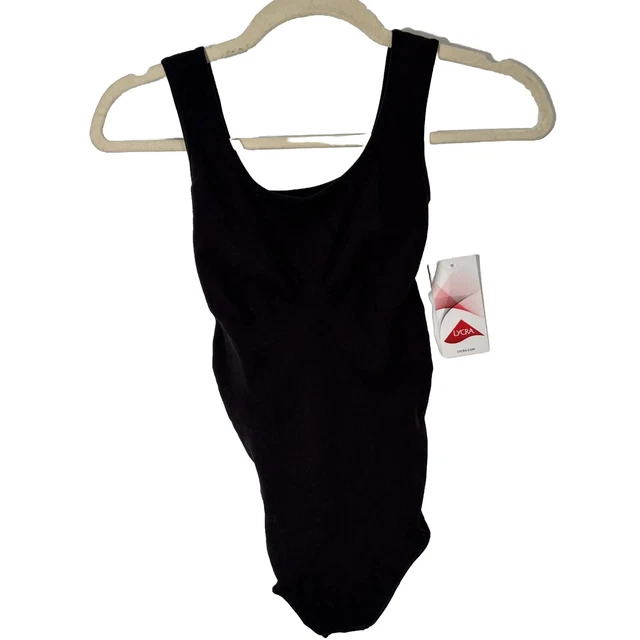 Women’s Teens Black Thong Leotard S/M New With Tags Snap Crotch Built In Bra New