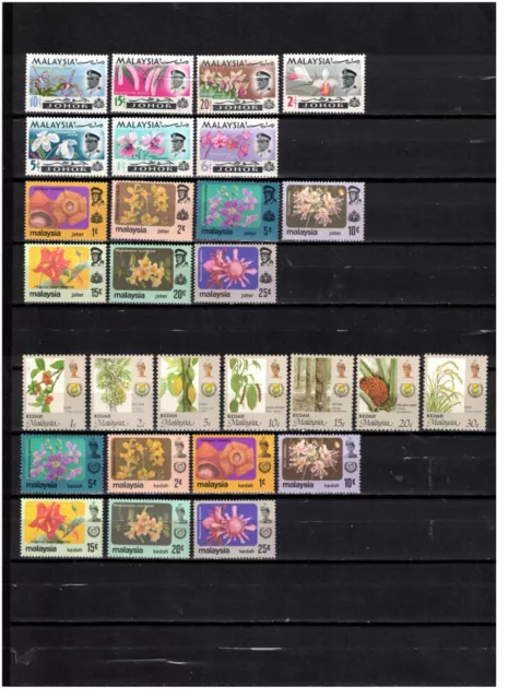 s47470 MALAYSIA JOHOR KEDAH MNH** all complete sets as aper scan orchids flowers