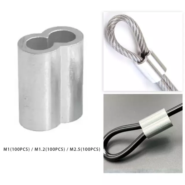 100pcs Aluminum Sleeve Wire Rope Wire Rope Steel Rope Aluminum Crimping Loop