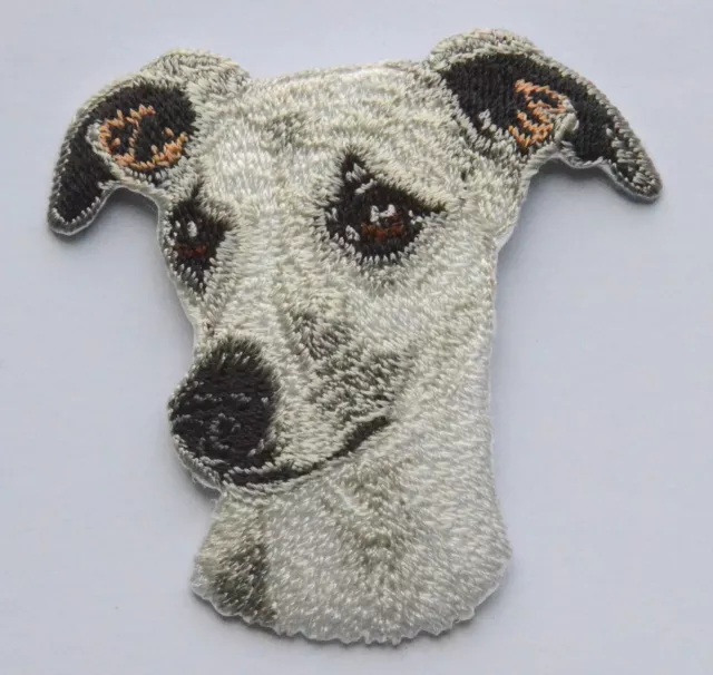 Whippet Head Embroidered Motif Iron/Sew On Patch Badge Embroidery Dog Greyhound