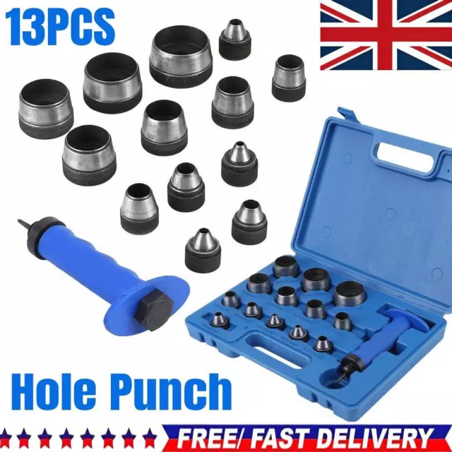 13PC PRECISION HOLLOW PUNCH SET 5mm-35mm LEATHER PLASTIC GASKET HOLE CUTTER