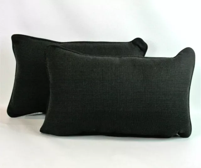 2 Pack Set Pillows Rectangle Patio Chair Lumbar Cushions Black Gray Weave