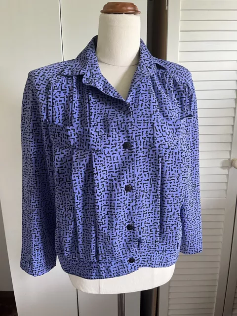 DOLINA BY RONEN YOUNG 80s Vintage Purple Blazer Top Sz 10