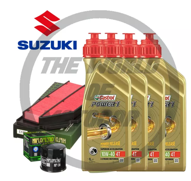 Kit Tagliando Castrol 10W40 Filtro Olio Aria Hiflofiltro Suzuki  Gsr 600/750