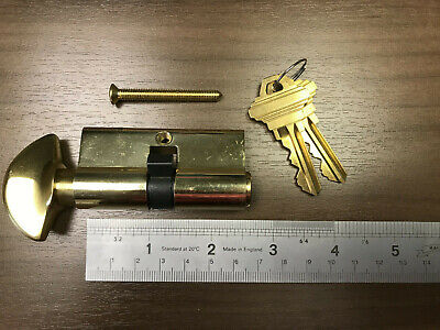 Euro Style Single Lock Cylinder Profile Brass  (2-1/2" Long) 1-3/4"Doors w/ Keys
