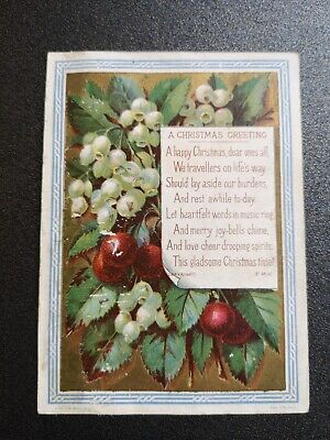 Victorian Christmas New Year greeting card berries scrap book card topper C03