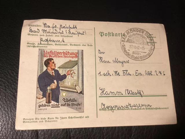 ❤️AK | Bild Postkarte Unfallverhütung der Deutschen Reichspost gelaufen 1942