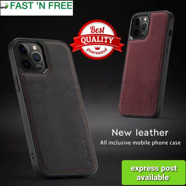 For iPhone 14 13 12 11 Pro Max Mini X XS XR Back Cover Soft Premium Leather Case