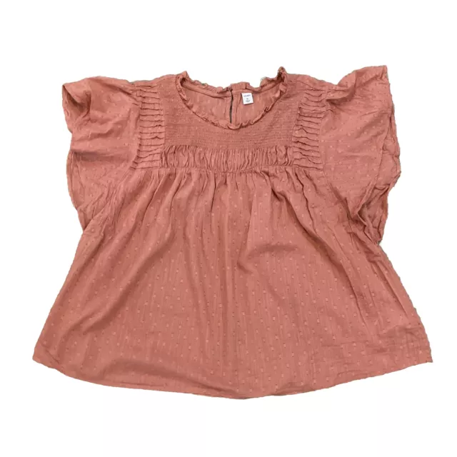 Old Navy Women’s Smocked Swing Blouse Flutter Sleeves XL Dusty Rose