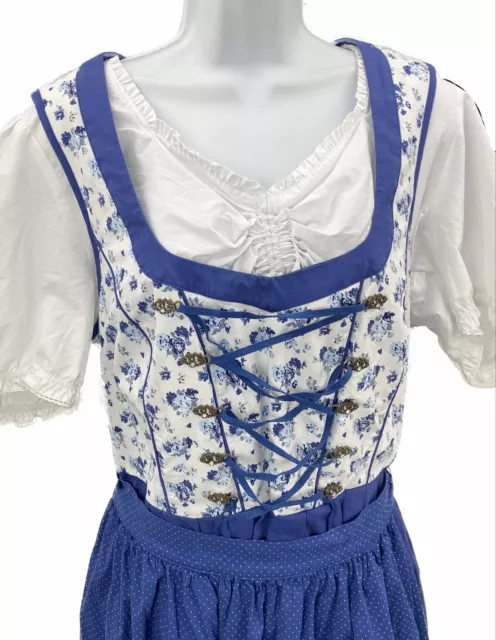 USA 20 Apron Dirndl German Traditional Dress Blue Oktoberfest Fits 2