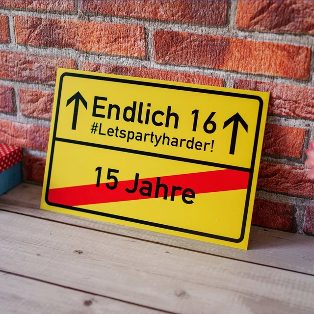 ORTSSCHILD 16.GEBURTSTAG HAPPY Birthday Schild Geburtstag Deko