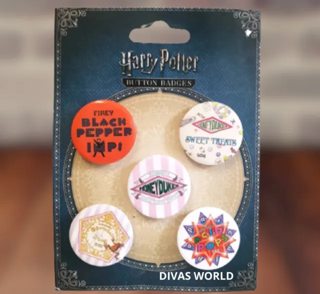 Harry Potter Button Badges Honey Dukes Black Pepper Novelty Badges Gift Pack NEW