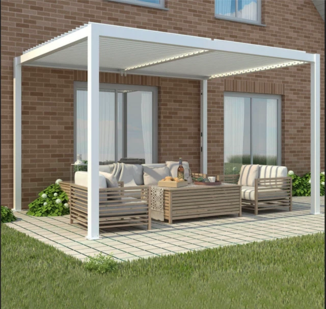 PERGOLA BIOCLIMATICA GAZEBO PERGOLATO 3x3 MT ALLUMINIO LAMELLE GIARDINO